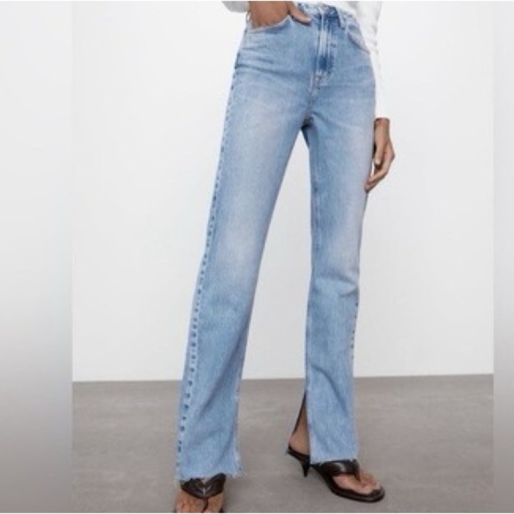 Zara Light Blue Straight Leg Jeans